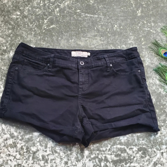 torrid Pants - Torrid Denim Black Cuffed Shorts